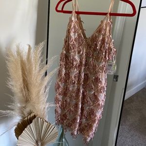 Windsor | soft pink beaded fringe mini dress